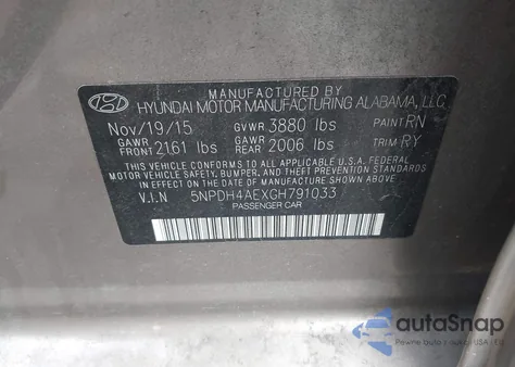 2016 Hyundai Elantra Value Edition из США, поврежденный, VIN 5NPDH4AEXGH791033